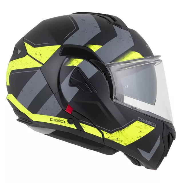 Cassida MultiFlip Korp P/J Klapp-Motorradhelm - schwarz matt/gelb hivis/grau
