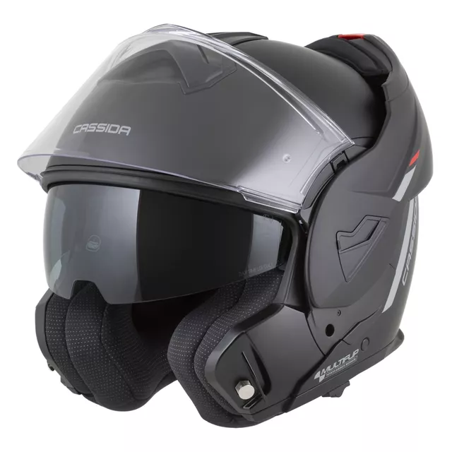Cassida MultiFlip Solid P/J Klapp-Motorradhelm - černá matná/červená/šedá