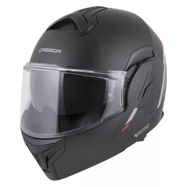 Cassida MultiFlip Solid P/J Klapp-Motorradhelm - černá matná/červená/šedá - černá matná/červená/šedá