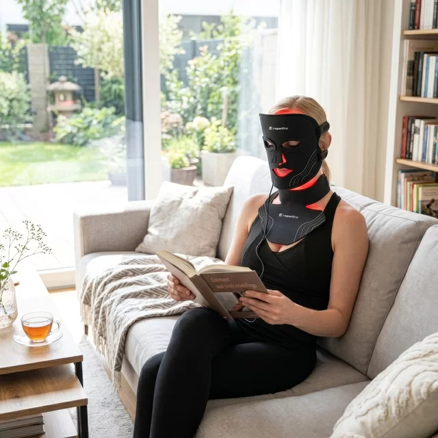 Infrarot-LED-Maske „inSPORTline Radora“ und Maske für Hals und Dekolleté „Rademis“ 2500 mAh