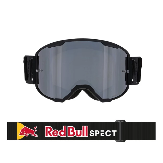 Motocrossbrille RedBull Spect Strive Panovision, schwarz matt, silber verspiegeltes Plexiglas