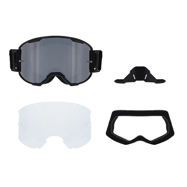 Motocrossbrille RedBull Spect Strive Panovision, schwarz matt, silber verspiegeltes Plexiglas