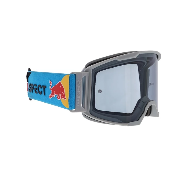 Motocrossbrille RedBull Spect Strive Panovision, hellgrau matt, rauchfarbenes Plexiglas