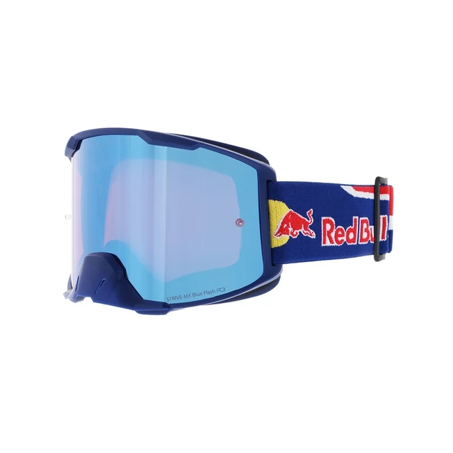 Motocross-Brille RedBull Spect Strive, blau matt, spiegelblaues Plexiglas