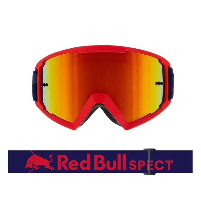 Motocrossbrille RedBull Spect Whip, rot matt, rot verspiegeltes Plexiglas