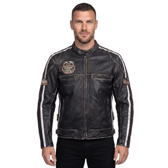 W-TEC Sheawen Vintage Herren Leder Motorradjacke - schwarz