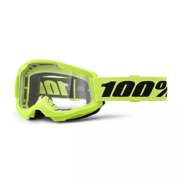 100% Strata 2 Youth Motocross-Schutzbrille für Kinder - blaues, klares Plexiglas - neon žlutá, čiré plexi