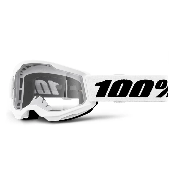 100% Strata 2 Youth Motocross-Schutzbrille für Kinder - blaues, klares Plexiglas - bílá, čiré plexi