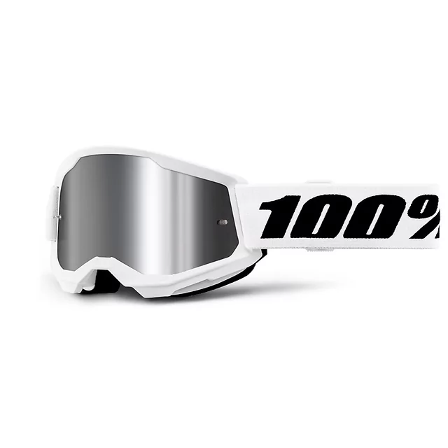 Motocross-Brille für Kinder 100 % Strata 2 Junior Mirror - Orange, True zlaté plexi - White, stříbrné plexi