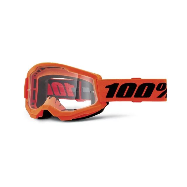 Motocrossbrille 100% Strata 2 Neu - Orange, čiré plexi - Orange, čiré plexi