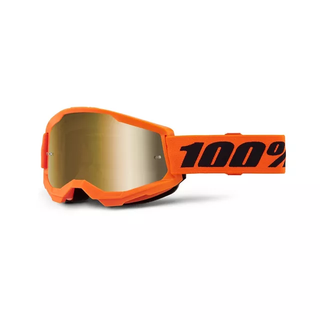 Motocrossbrille 100% Strata 2 New Mirror - Neon žluté, růžové plexi - Oranžové, zlaté plexi