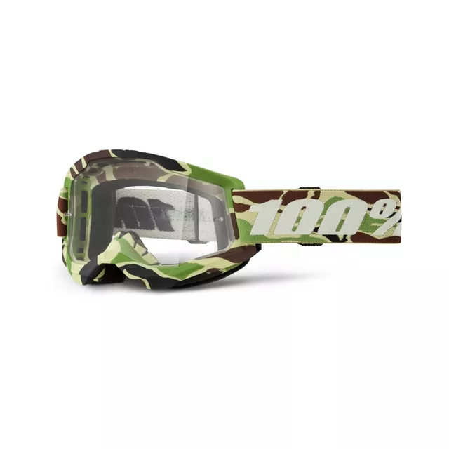 Motocrossbrille 100% Strata 2 Neu - Orange, čiré plexi - War camo, čiré plexi