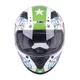 W-TEC FS-815G Tagger Green Kinderintegralhelm - weiss-grün mit Graphik