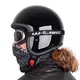 W-TEC Badachos Chopper Helm mit Atavist Schutzbrille - schwarz glänzend