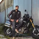 W-TEC Jawo Herren Textiljacke - schwarz mit rot-weißem Streifen
