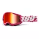 100% Strata 2 Mirror Motocross-Brille - Summit türkisrotes, spiegelsilbernes Plexiglas - Fletcher rosa, verspiegeltes rotes plexi