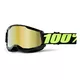 100% Strata 2 Mirror Motocross-Brille - Summit türkisrotes, spiegelsilbernes Plexiglas - Upsol schwarz-fluo gelb, Plexiglas spiegelgold