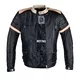 W-TEC Hellsto Herren Lederjacke - schwarz mit beigem und orangefarbenem Streifen