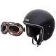 W-TEC Angeric Gloss Black Motorradhelm mit Steamrust-Brille - Gloss Black - Gloss Black