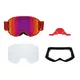 Motocross-Brille RedBull Spect Strive Panovision, rot matt, lila Spiegelplexi