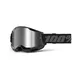 Motocrossbrille 100% Strata 2 New Mirror - Neon žluté, růžové plexi - Black, stříbrné plexi